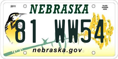 NE license plate 81WW54