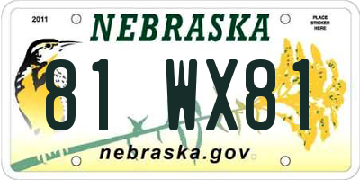NE license plate 81WX81
