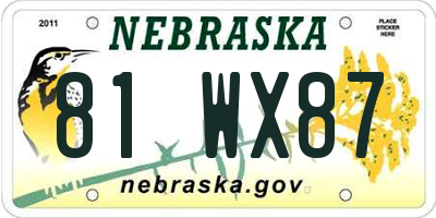 NE license plate 81WX87