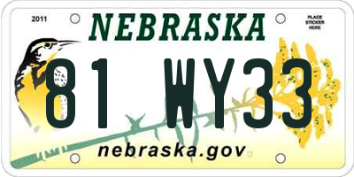 NE license plate 81WY33