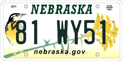 NE license plate 81WY51