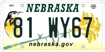 NE license plate 81WY67