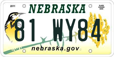 NE license plate 81WY84