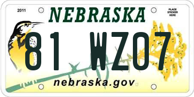 NE license plate 81WZ07