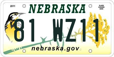 NE license plate 81WZ11
