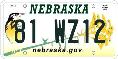 NE license plate 81WZ12