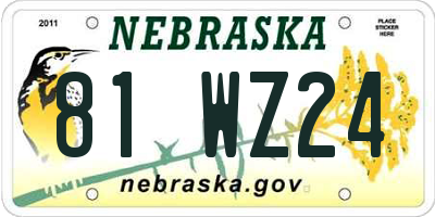 NE license plate 81WZ24