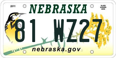 NE license plate 81WZ27