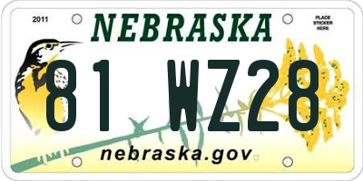NE license plate 81WZ28
