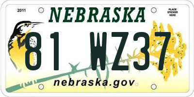 NE license plate 81WZ37