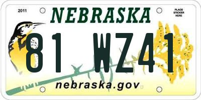 NE license plate 81WZ41