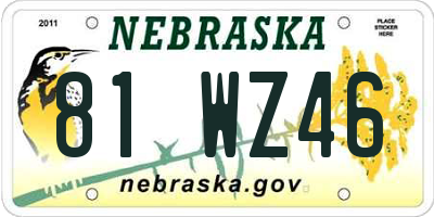 NE license plate 81WZ46