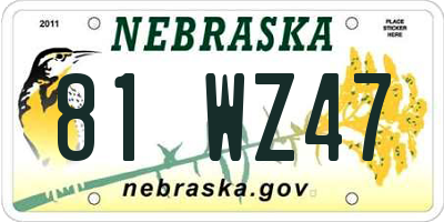 NE license plate 81WZ47