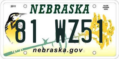 NE license plate 81WZ51