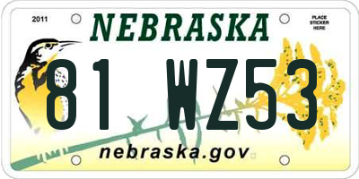 NE license plate 81WZ53