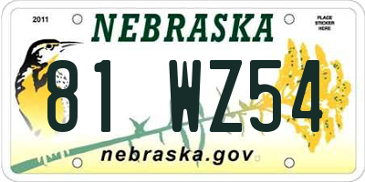 NE license plate 81WZ54