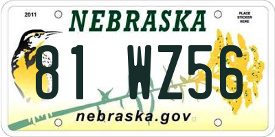 NE license plate 81WZ56