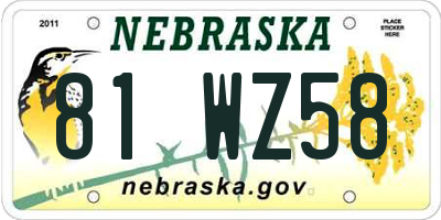 NE license plate 81WZ58
