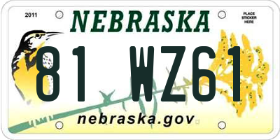 NE license plate 81WZ61