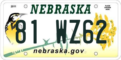 NE license plate 81WZ62