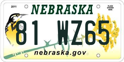 NE license plate 81WZ65