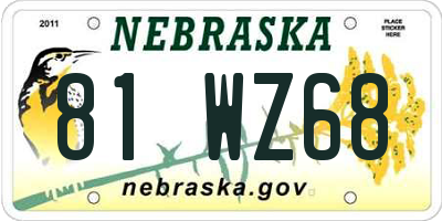 NE license plate 81WZ68