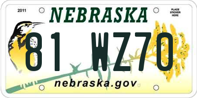 NE license plate 81WZ70