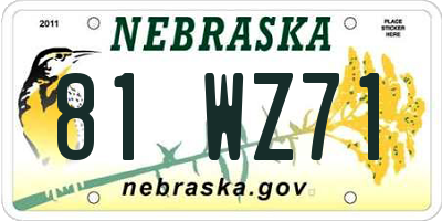 NE license plate 81WZ71