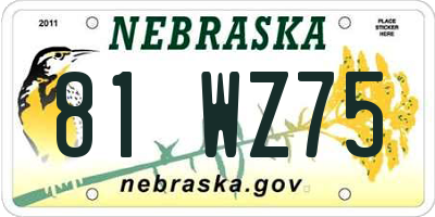 NE license plate 81WZ75