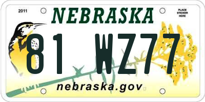 NE license plate 81WZ77