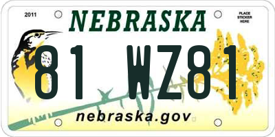 NE license plate 81WZ81