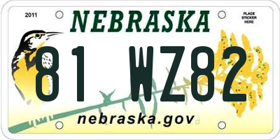 NE license plate 81WZ82