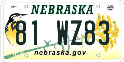 NE license plate 81WZ83