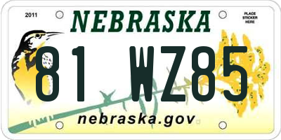 NE license plate 81WZ85