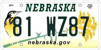 NE license plate 81WZ87