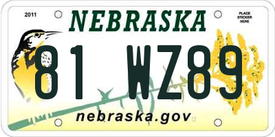 NE license plate 81WZ89