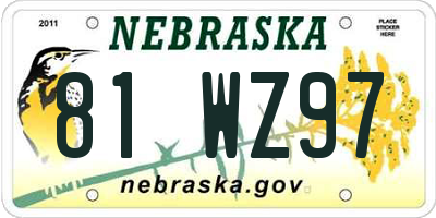 NE license plate 81WZ97