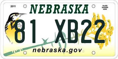 NE license plate 81XB22