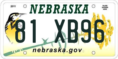 NE license plate 81XB96
