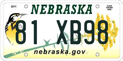 NE license plate 81XB98