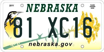 NE license plate 81XC16