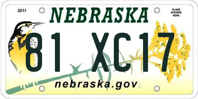 NE license plate 81XC17