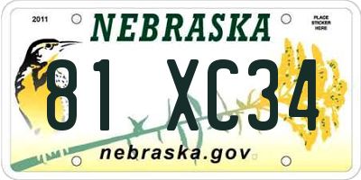 NE license plate 81XC34
