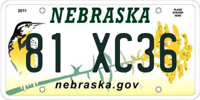 NE license plate 81XC36