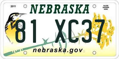 NE license plate 81XC37