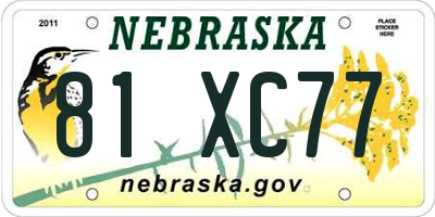 NE license plate 81XC77