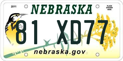 NE license plate 81XD77
