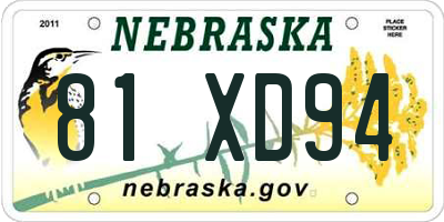 NE license plate 81XD94