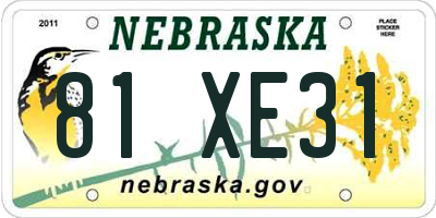 NE license plate 81XE31