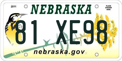 NE license plate 81XE98